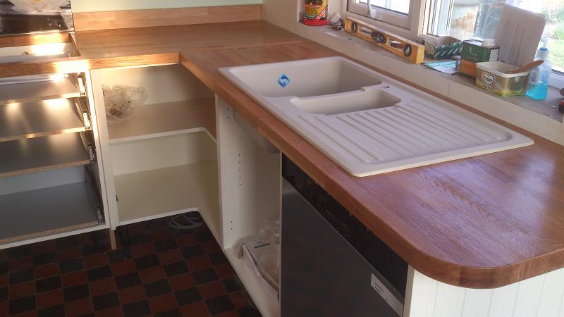 Richmond Ivory painted kitchen fitted with oak worktops