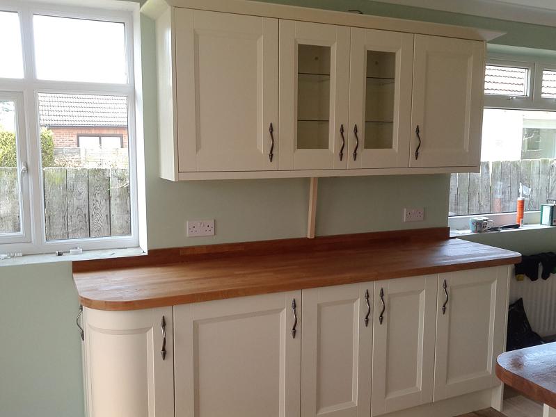 Richmond Ivory painted kitchen fitted with oak worktops