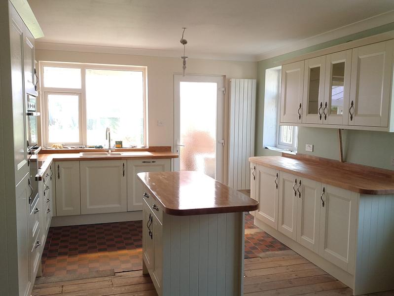 Richmond Ivory painted kitchen fitted with oak worktops