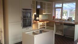 Richmond Ivory painted kitchen fitted with oak worktops